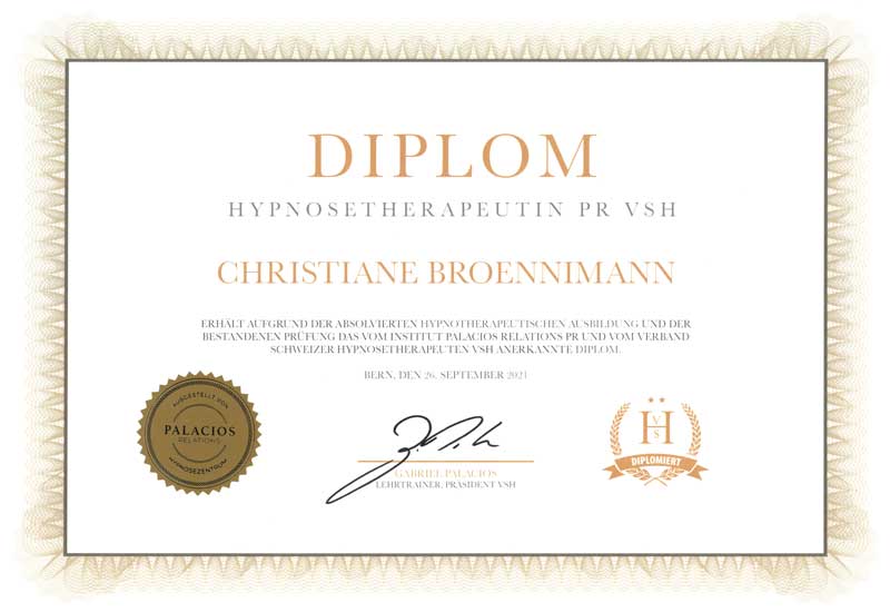 Diplom Palacios Christiane Brönnimann Hypnose